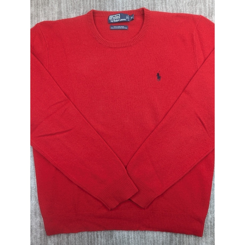 Vintage Polo Ralph Lauren Sweater Men's XL 100% Wool Pullover Crewneck Red